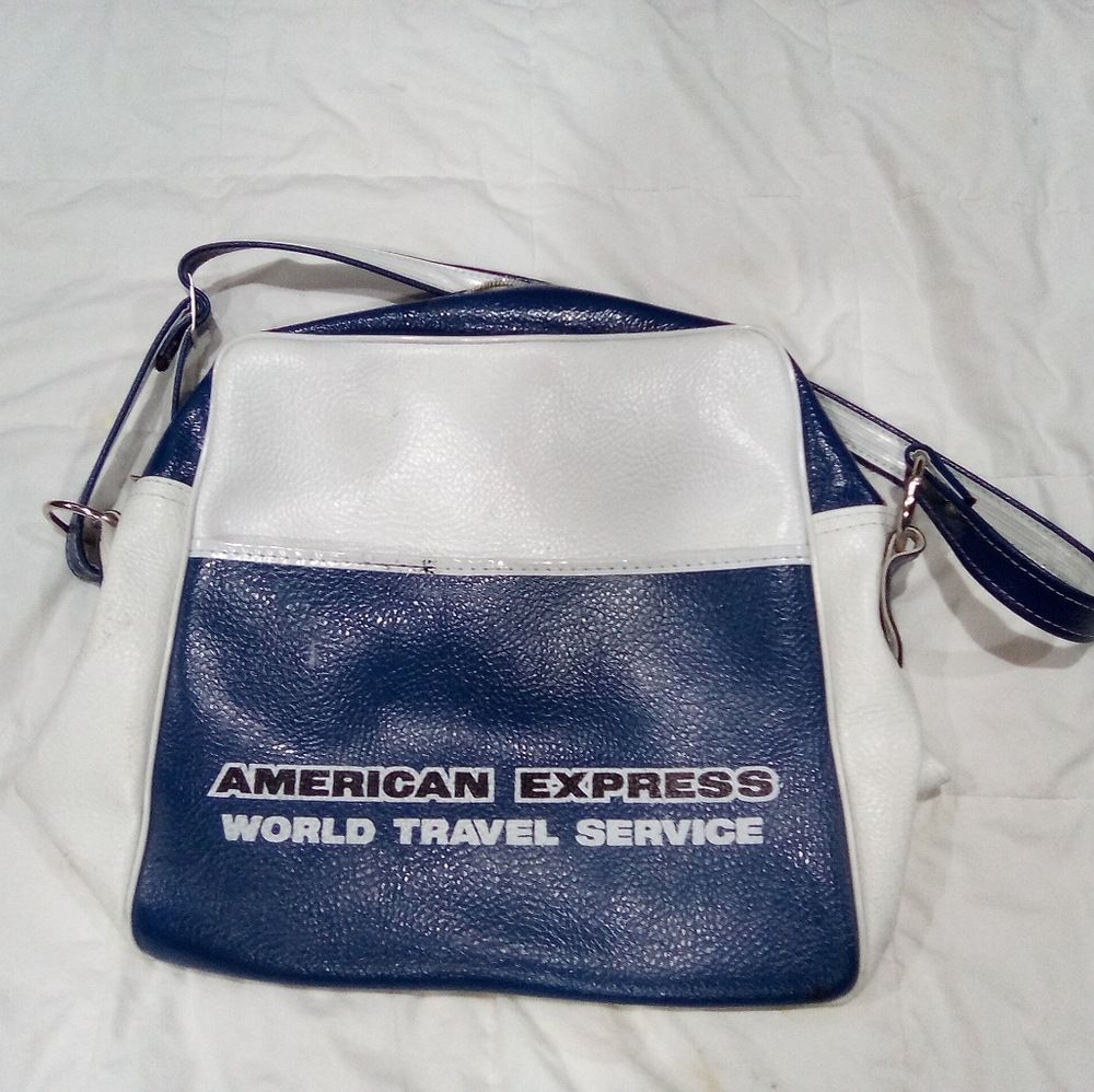 Vintage American Express Blue and White Shoulder Bag
